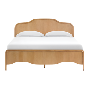 Base de Cama de Madera de Teca Gentle Ridge, Color Rubio Horizon, Cabecera Baja, Estilo Flotante - Product Image 1