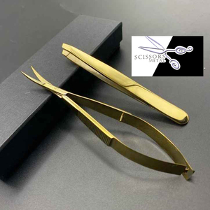 Pince à épiler incurvée et inclinée couleur or en acier inoxydable, précision pour sourcils et cils, Spring Beauty Care Academy - Product Image 1