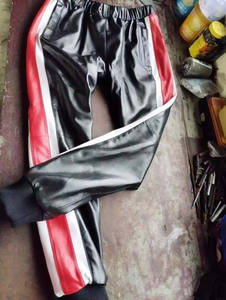 Genuine Leather Striped Joggers <b>Trousers</b> <b>for</b> <b>Men</b> - Product Image 3