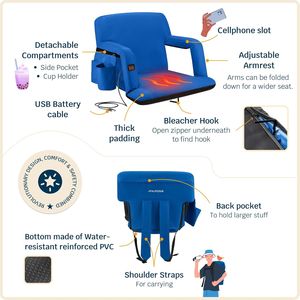 Heated <b>Reclining</b> Stadium Seat <b>Cushion</b> with Back Support for Bleachers - Product Image 4
