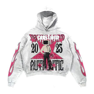 Conjunto de Sudadera con Capucha y Pantalones Deportivos con Estampado Gráfico Personalizado, Lavado Ácido, Estilo Vintage, Desgastado, con Ribete, Traje Deportivo para Hombre - Product Image 4