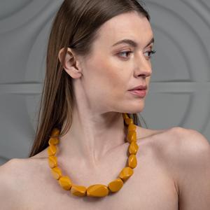 Elegant Mustard Yellow Acrylic Nugget <b>Bead</b> <b>Necklace</b> Minimalist Contemporary Jewelry Lightweight Fashion <b>Necklace</b> for Women - Product Image 1