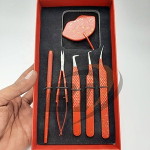Pinzas de extensión de pestañas probadas a mano de acero inoxidable japonés sostenible con revestimiento de Color rojo/Espejo de Pestañas/tijera/pinzas Pou - Product Image 6