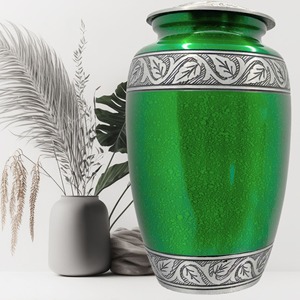 Urna Funeraria Americana de Esmalte Blanco Grabada a Mano de Primera Calidad con Capacidad de 200 Pulgadas Cúbicas para Uso Conmemorativo - Product Image 2