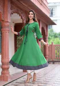 Kurta Anarkali de Algodón con Bordado, Color Granate, Estilo Étnico, Ropa Tradicional India para Mujer, Cómoda para Fiestas - Product Image 3