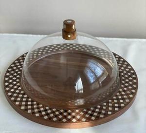 Plateau décoratif en bois avec motifs arabes complexes et incrustations authentiques en nacre. - Product Image 5