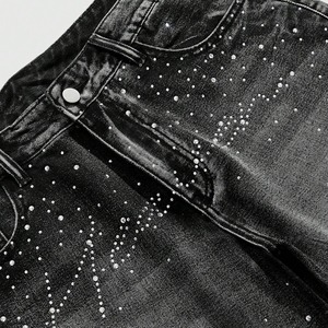 Pantalones Cortos de Mezclilla para Hombre OEM/ODM, Estilo Retro, Corte Recto, Borde Deshilachado, Cintura Elástica, Transpirables - Product Image 3