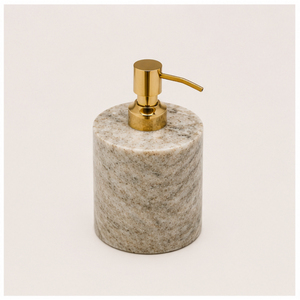 Distributeur de savon en marbre naturel de style moderne avec pompe en métal doré, flacon de lotion rechargeable en pierre pour la décoration de salle de bain moderne - Product Image 1