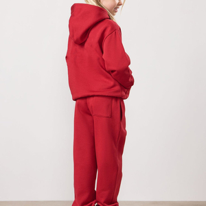 Solid Winter Fleece Flare Pant Hoodie Set Kids Boys Girls Pullover <b>Tracksuit</b> Two Piece Outfit Breathable Windproof - Product Image 6