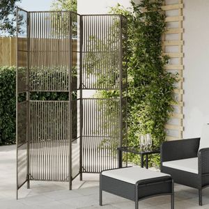 5-<b>Panels</b> Gray Poly Rattan Screen & <b>Room</b> <b>Divider</b> - Product Image 1