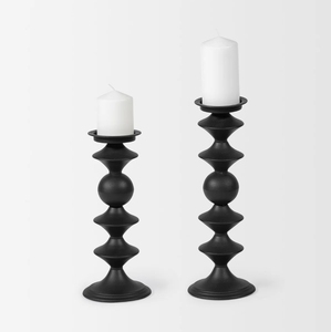 Support de bougie pilier en métal noir, design géométrique moderne, chandelier à tige, centre de table, décoration de mariage et de maison, vente en gros - Product Image 1