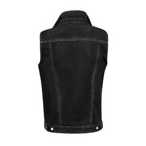 Gilet en denim robuste en coton de qualité supérieure – Veste de travail classique sans manches avec coutures renforcées - Product Image 4