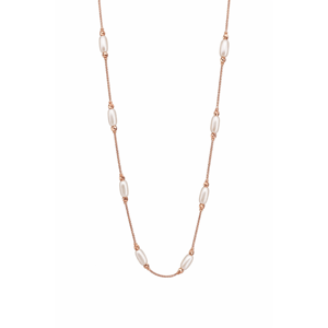 Collar de Perlas Ovaladas en Oro Rosa de 18K de Revalia Fashion para Mujer, Cadena Minimalista, Joyería Elegante - Product Image 5