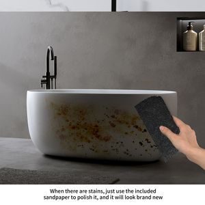 Vasca da Bagno Moderna Indipendente in Resina Effetto Pietra da 47FT con Scarico a Scomparsa e Troppopieno - Product Image 6