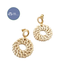 Pendientes de Madera Natural y Ratán Glory, Ligeros y Hechos a Mano, para Mujer - Product Image 1