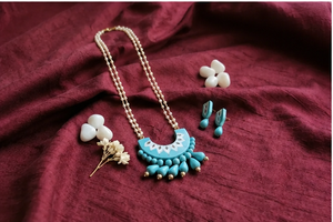 Collier Pendentif Géométrique Bleu Turquoise avec Chaîne en Acier Inoxydable – Ensemble de Bijoux Modernes et Tendance pour Femme – Idée Cadeau - Product Image 4