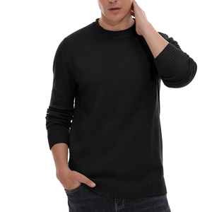 เสื้อสเวตเตอร์ไหมพรมคอกลมสีดำสำหรับผู้ชาย ทรงปกติ สีพื้น สไตล์ลำลอง สำหรับฤดูใบไม้ร่วง คุณภาพดีที่สุด สไตล์สตรีทแวร์ใหม่ล่าสุด - Product Image 2