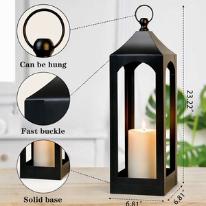 Factory Direct Trending Style Home and Outdoor Decorative <b>Black</b> Metal Candle Holder <b>Lantern</b> - Product Image 5