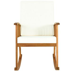 Silla de Jardín de Madera de Acacia con Cojines Lavables Desmontables y Función de Balanceo - Product Image 4
