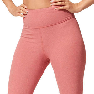 Legging de yoga côtelé taille haute, longueur intégrale, couleur unie, extensible sans coutures, rose, Spandex/Polyester, résistant aux déchirures - Product Image 6