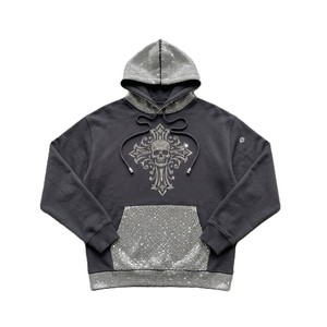 Sweat-shirts personnalisés avec strass pour hommes, en coton molletonné épais, style streetwear oversize, unisexe, avec design graphique, faible MOQ - Product Image 2