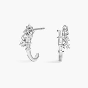 Pendientes de Aro con Diamantes de 0.5 CTW, Corte Baguette y Redondo, Diamantes Cultivados en Laboratorio en Oro Blanco - Product Image 1