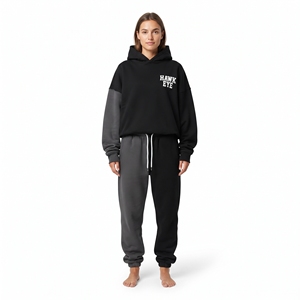 Conjunto Deportivo de Dos Tonos para Mujer, Personalizado al por Mayor, de Alta Calidad, en Felpa de Algodón, con Sudadera Holgada de Manga Larga y Hombros Caídos, y Pantalones Deportivos - Product Image 1