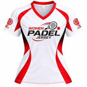 Maßgeschneidertes Damen-Padel-Trikot V-Ausschnitt Schnelltrocknend Atmungsaktives Polyester-Sportshirt Sublimationsdruck Damen-Padel-Teamkleidung Hersteller - Product Image 1