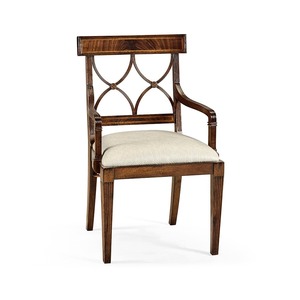 Silla de comedor tradicional de madera con asiento tapizado en lino y respaldo tallado para muebles del hogar - Product Image 6