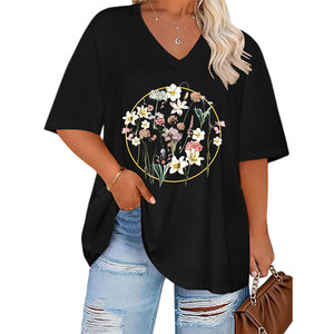 Camisetas Extra Grandes de Algodón Sólido, Transpirables y Elegantes para Mujer, Cuello Redondo, Manga Corta, Ecológicas, de Secado Rápido y Cómodas - Product Image 1