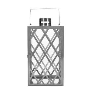Lanterne à bougie en acier inoxydable brillant finition argentée avec verre latéral, décoration pour la maison et les mariages, lanterne de table et de sol - Product Image 2