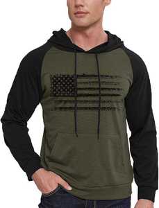 American <b>Men's</b> Casual Vintage 100% Cotton Custom Logo Beaded Embroidery Long Sleeve Winter Hoodie Lined - Product Image 2