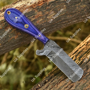 มีดล่าสัตว์และชำแหละหนัง ใบมีดเหล็กดามัสกัส ด้ามไม้ปักก้า รับผลิตแบบ OEM/ODM ปรับแต่งได้ตามต้องการ ด้ามตรง ของขวัญสำหรับเขา - Product Image 3