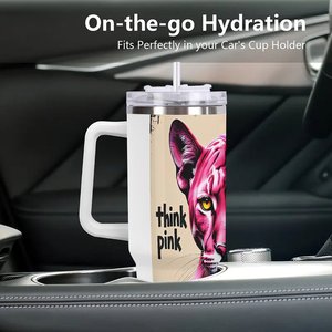 Gobelet isotherme personnalisé en acier inoxydable de 40 oz avec motif Panthère Rose pour les célébrations d'ouverture de magasin - Product Image 3