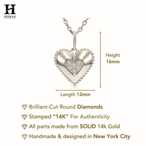จี้เพชรรูปหัวใจสุดหรู ทอง 14K/18K ประดับเพชรแบบ Pave Setting เครื่องประดับชั้นดีสำหรับของขวัญวันวาเลนไทน์ - Product Image 5