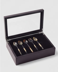 Ensemble de couverts de luxe en corne naturelle avec cuillère en acier inoxydable poli, idéal pour les dîners élégants, les hôtels et les restaurants. - Product Image 6