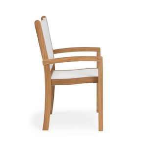 เก้าอี้ไม้สักพรีเมียมสำหรับกลางแจ้ง พร้อมเบาะและพนักพิงแบบสลิง เก้าอี้รับประทานอาหารสำหรับลานบ้านทันสมัย ทนทานต่อสภาพอากาศ เหมาะสำหรับรีสอร์ทและธุรกิจบริการ - Product Image 6