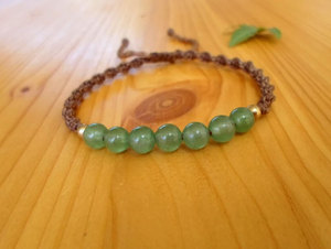 Handmade Macrame Green Aventurine <b>Bracelet</b> Natural Green Gemstone Beads Brown Cord <b>Adjustable</b> Boho Jewelry for Women - Product Image 3