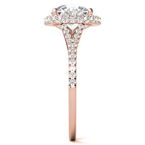 Bague de fiançailles en or massif 14k/18k avec halo cathédrale, halo latéral, diamant ovale cultivé en laboratoire certifié IGI, style mignon pour femmes - Product Image 4