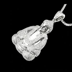Collier pendentif Bouddha glacé en moissanite, style hip-hop, pour homme - Product Image 5