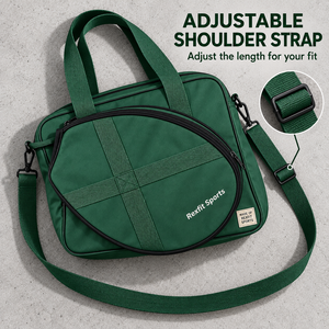 Sac de raquette de squash Rexfit Sports vert avec logo personnalisé, poche avant zippée et poignées doubles renforcées réglables - Product Image 5