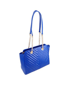 Sac à main en cuir de vachette véritable bleu pour femme, sac à bandoulière avec fermeture éclair et poches intérieures, fabrication OEM de haute qualité, vente en gros, logo personnalisé - Product Image 2