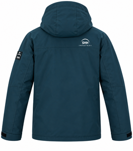 <b>Men</b>’s Teal Waterproof Hooded Shell <b>Jacket</b> <b>Lightweight</b> Windbreaker with Adjustable Cuffs Zip Pockets Custom Outdoor Rainwear - Product Image 2