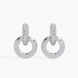 Pendientes de Aro de Lujo en Oro de 14K con Diamantes de Laboratorio Entrelazados de 1 Ct, Convertibles a Huggies con Pavé, Joyería Fina Minimalista, Regalo para Fiestas - Product Image 4