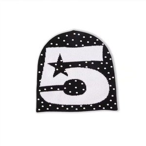 Gorro Unisex con Diseño de Número 5 con Pedrería, Color Rosa, Negro y Gris, Estilo Urbano, Gorro de Invierno Informal para Adultos, 56-58 cm - Product Image 3