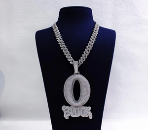 Moissanite Diamond <b>Iced</b> out Large O <b>Block</b> Pendant Necklace 925 Sterling Silver Customized Diamond Pendant - Product Image 1