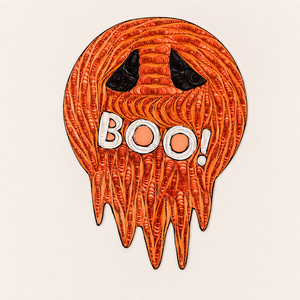 Tarjeta de Felicitación Hecha a Mano con Diseño de Calabaza de Halloween BOO, Tarjeta de Papel Artesanal, Tarjeta de Regalo al por Mayor, Fabricante ODM/OEM de Vietnam - Product Image 1