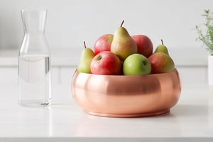 Bol à fruits et à aliments en cuivre massif, forme ronde, cuivre poli, pour la cuisine et la salle à manger - Product Image 5