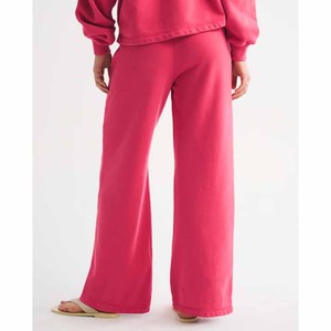 Pantalones Anchos de Felpa Rosa para Mujer, Cintura Alta, Corte Holgado, Largos, Color Sólido, Casuales, para Otoño, Cintura Elástica, Tejido de Algodón - Product Image 6