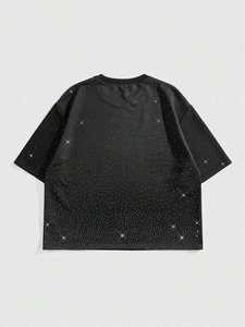 Brand High Quality <b>Tshirt</b> 100% Heavy Cotton Hip Hop Rhinestones Tee T-shirts Acid Wash Printed T Shirt for Men - Product Image 6